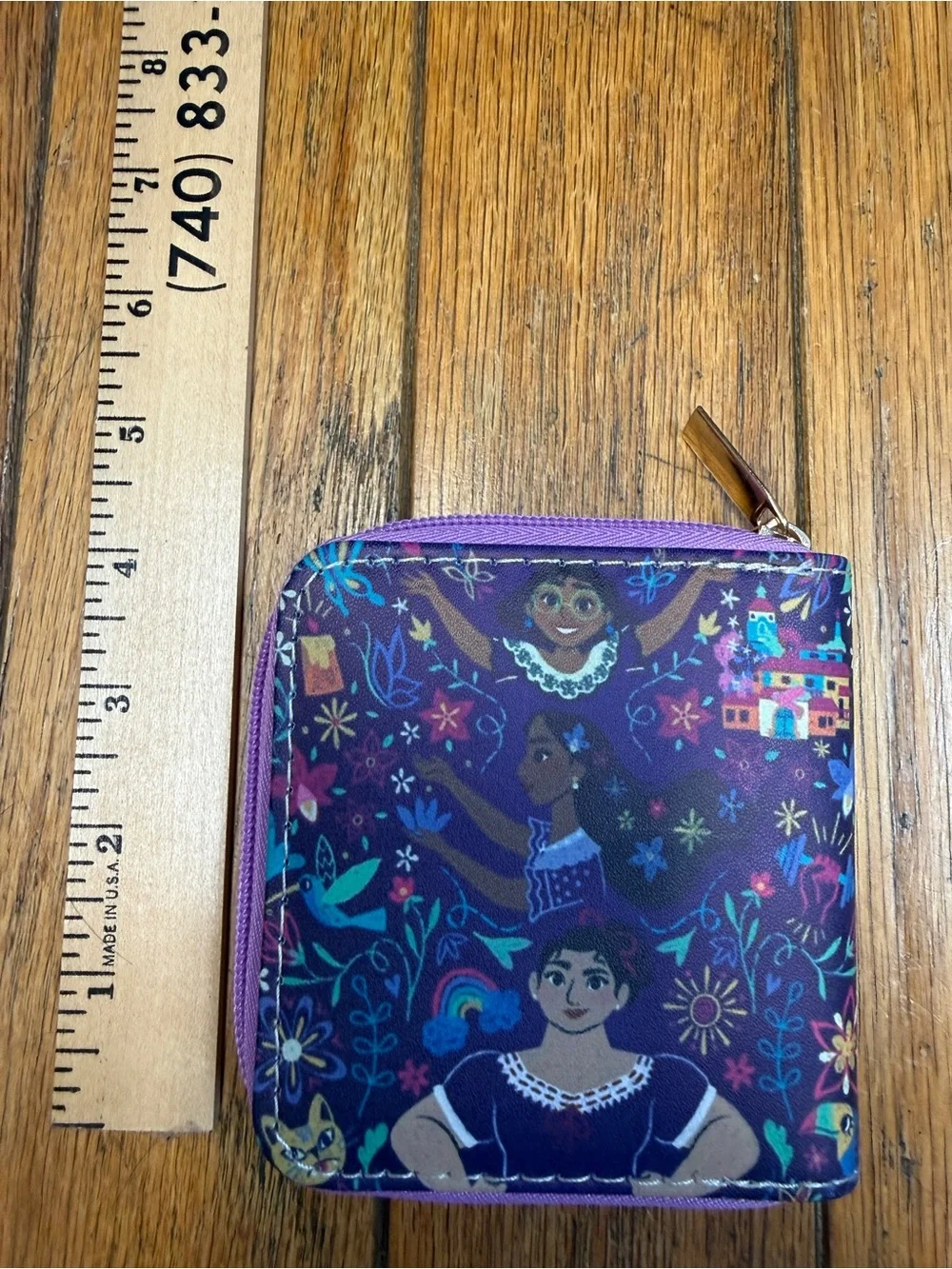 Colorful Purple Illustrated Encanto Madrigal Zip Wallet